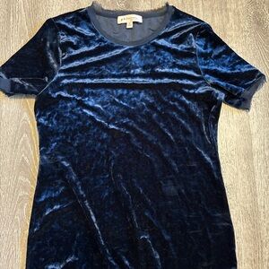 Aritzia Midnight Blue Velvet Short Sleeve Top